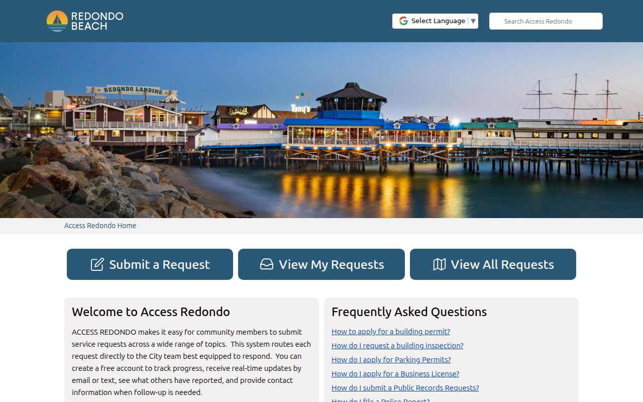 Redondo Beach residents directory city records request reference