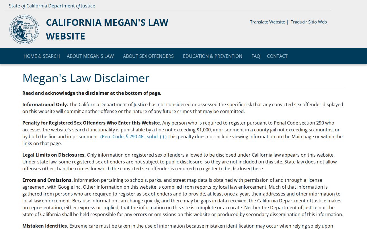 Redondo Beach neighbors and California Megan's Law search