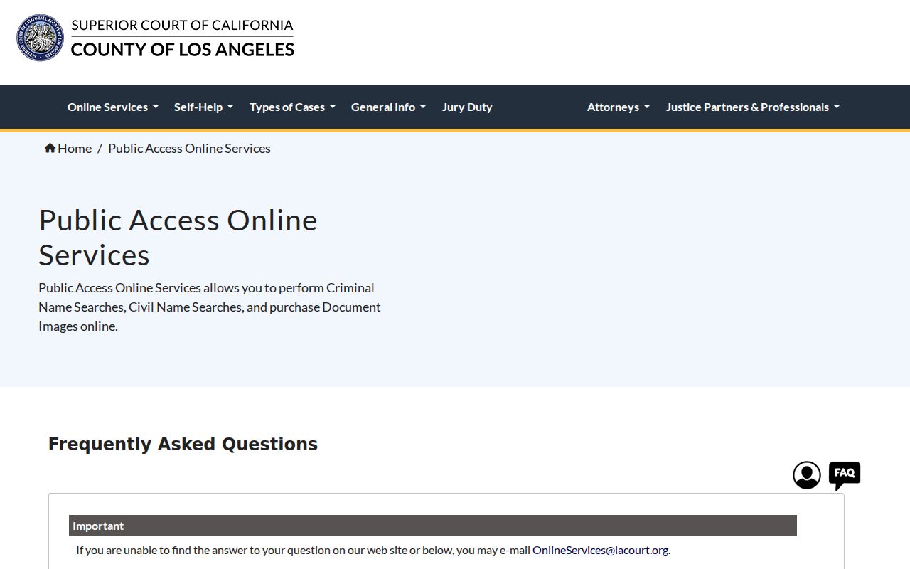 Redondo Beach resident lookup court party-name FAQ