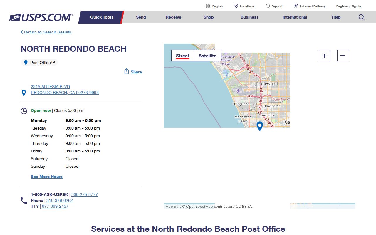 Redondo Beach 90278 ZIP code directory North Redondo post office
